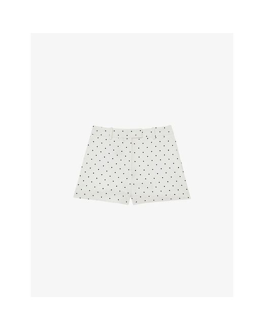 Reiss White Beatrix Polka-Dot Woven Shorts