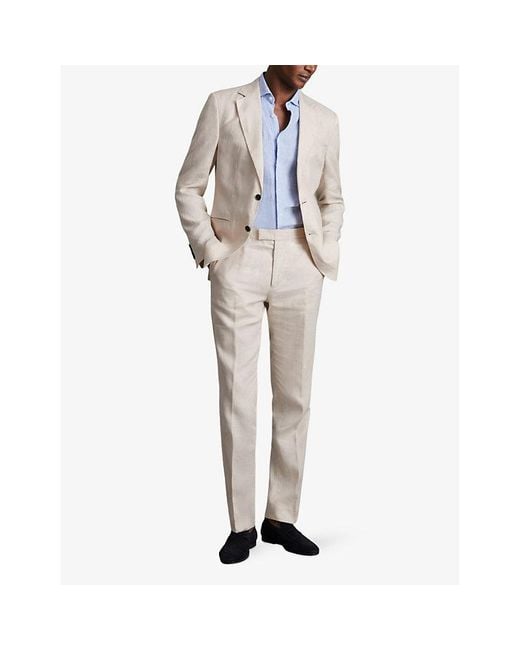 Reiss Natural Kin Notch-Lapel Slim-Fit Single-Breasted Linen Blazer for men