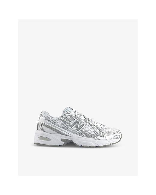 New Balance White 740 V2 Logo-Embroidered Mesh Low-Top Trainers