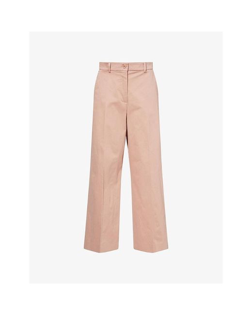 Weekend by Maxmara Pink Regular-Fit Wide-Leg Cotton Trousers