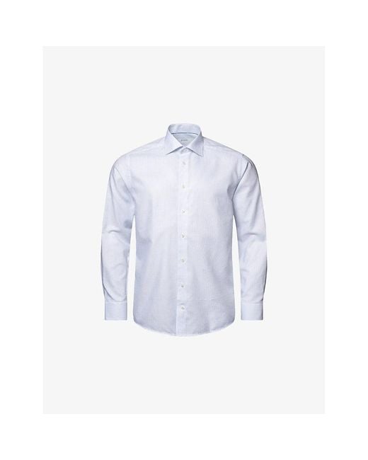 Eton of Sweden Blue Striped Regular-fit Cotton-blend Oxford Shirt for men