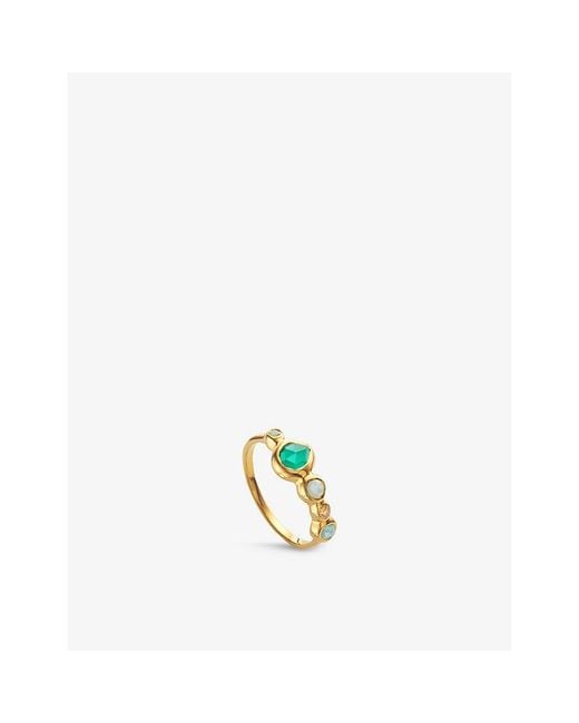 Monica Vinader White Mv Siren Bezel Multi Gemstone 18Ct-Plated Sterling, Rock Crystal, Chrysoprase, Onyx And Amazonite Ring