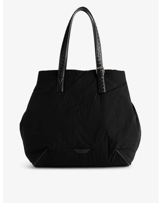 Bottega Veneta Black Logo-patch Faux-leather Tote Bag for men