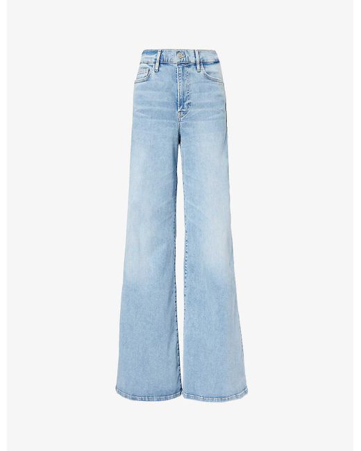 FRAME Blue Palazzo High-rise Organic And Recycled Stretch-denim-blend Jeans