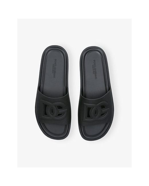 Dolce & Gabbana Black Logo Rubber Slides for men