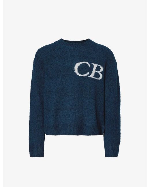Cole Buxton Blue Cb Logo-knit Relaxed-fit Wool-blend Jumper X for men