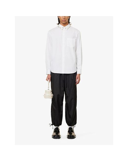 Simone Rocha White Bead-embellished Straight-point-collar Cotton-poplin Shirt X for men