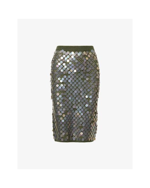 Zankov Green Matteo Sequinned Wool And Cashmere-Blend Midi Skirt