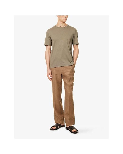 Dunhill Natural Brand-Embroidery Short-Sleeves Cotton-Jersey T-Shirt for men