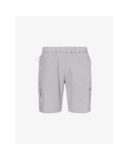 Arne Gray Active Cargo Zip-Pockets Stretch-Woven Shorts for men
