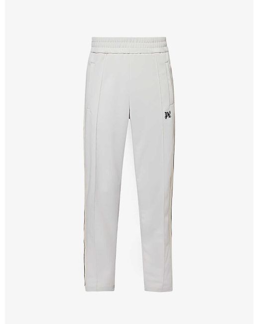 Palm Angels White Monogram Brand-patch Straight-leg Woven Trousers for men