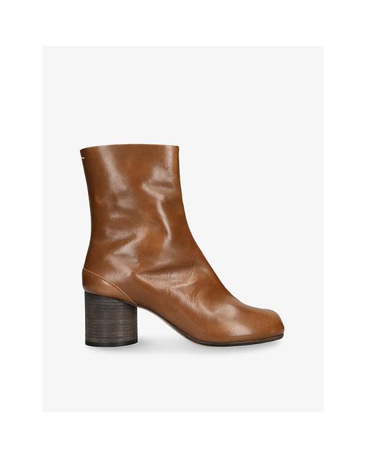 Maison Margiela Brown Tabi Leather Heeled Ankle Boots