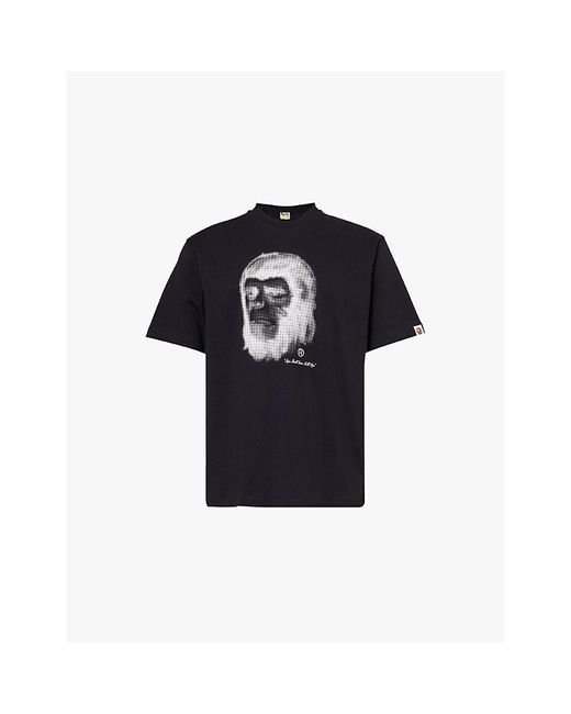 A Bathing Ape Black Graphic-Print Crew-Neck Relaxed-Fit Cotton-Jersey T-Shirt for men