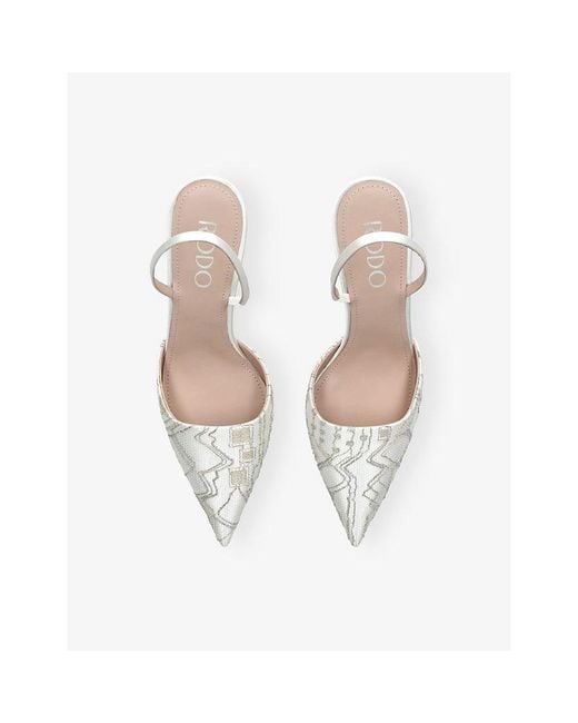 Rodo White Assia 80 Satin Slingbacks
