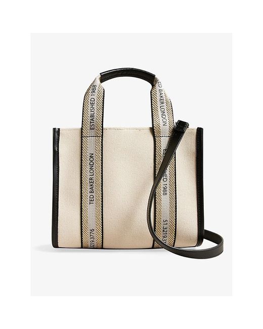 Ted Baker Georjea Branded-strap Cotton-canvas Tote Bag | Lyst
