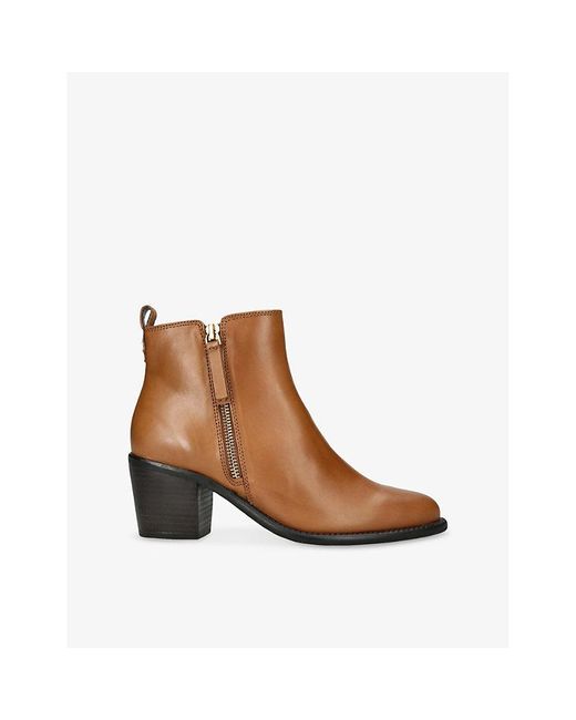 Carvela Kurt Geiger Secil Side-Zip Heeled Leather Ankle Boots in