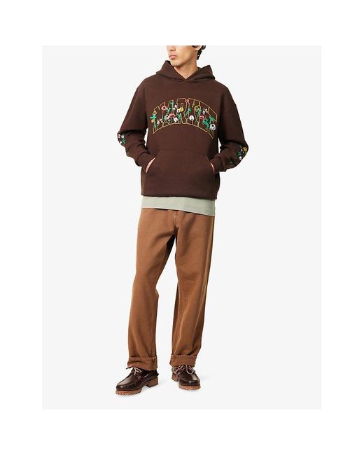 Market Brown X London Flower Pansey Graphic-Print Cotton-Jersey Hoody for men