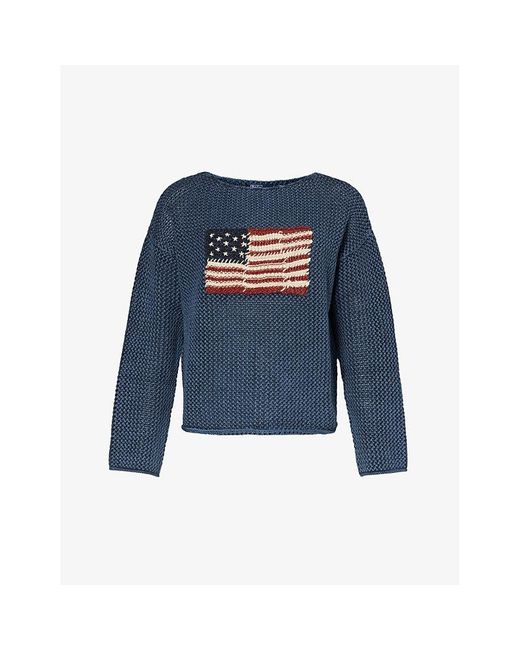 Polo Ralph Lauren Blue American-flag Cotton Knitted Jumper