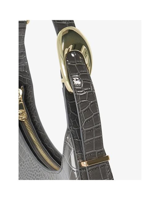 Dune Gray Disarming Mock-Croc Leather Shoulder Bag