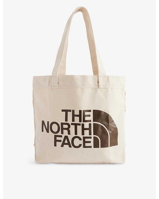 The North Face White Logo-embossed Brand-tab Cotton-canvas Tote Bag for men