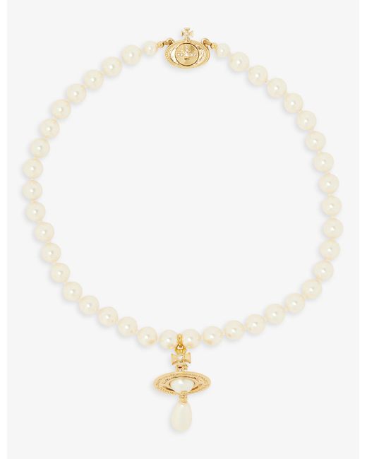 Vivienne Westwood Orb Goldtone Brass And Fauxpearl Choker Necklace in Metallic Lyst