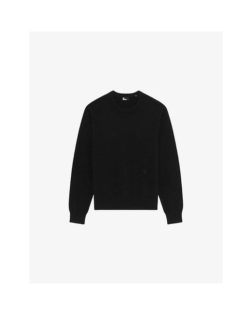 The Kooples Black Crewneck Relaxed-Fit Stretch Cashmere-Blend Jumper for men