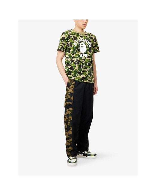 A Bathing Ape Green Camo-Print College Cotton T-Shirt for men