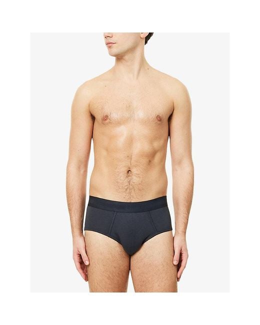 CHE Blue Branded Mid-Rise Pack Of Three Stretch-Woven Briefs for men