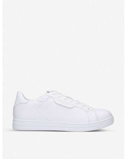 MICHAEL Michael Kors White Keating Pebbled Leather Trainers for men
