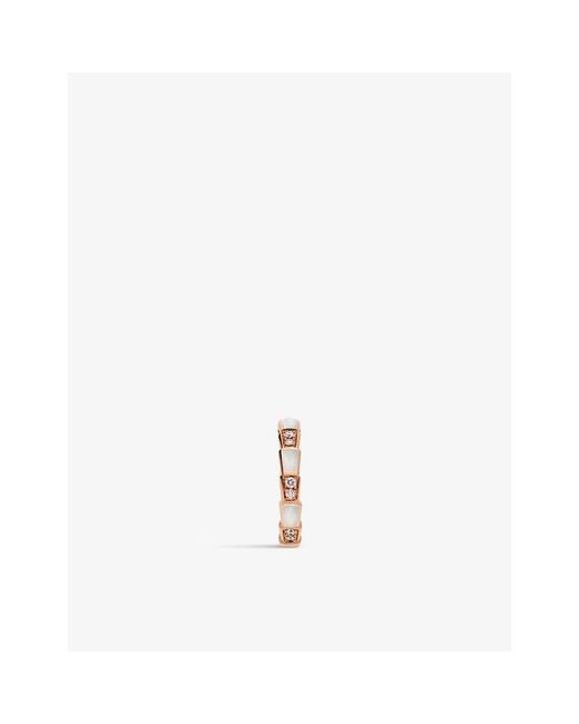 BVLGARI White Serpenti Viper 18Ct Rose- 0.21Ct Diamond And Mother-Of-Pearl Ring