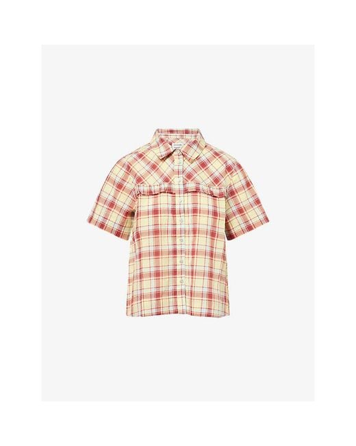 Damson Madder Pink Tomboy Checked-Print Cotton Shirt