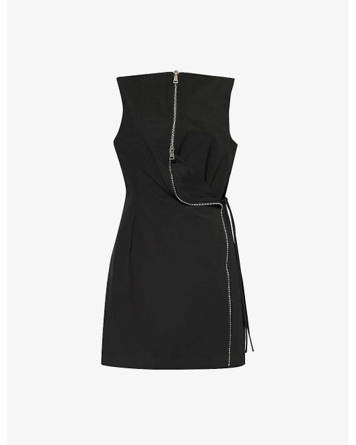 Wynn Hamlyn Black Lucie Abstract-zipper Cotton-blend Mini Dress