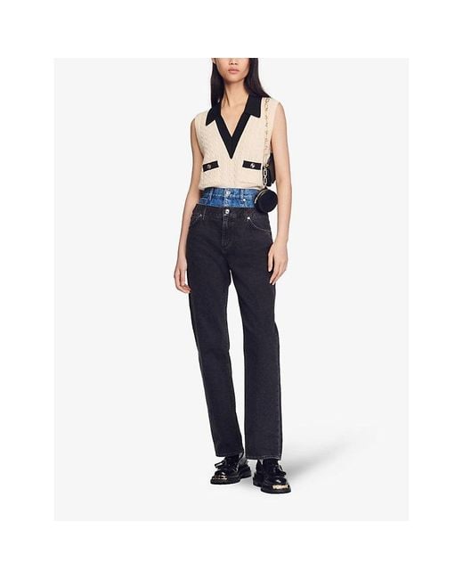 Sandro Kitty Trompe L'œil High-rise Mom Jeans in Blue | Lyst UK