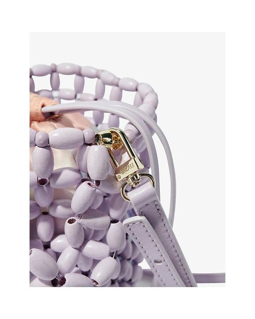 Maje Purple Bead-embellished Wooden Bucket Bag