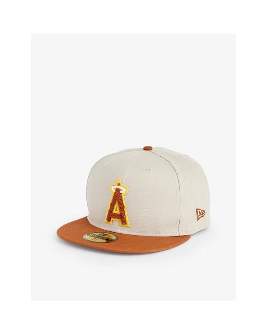 KTZ Natural 59fifty Los Angeles Angels Brand-embroidered Cotton-twill Cap for men
