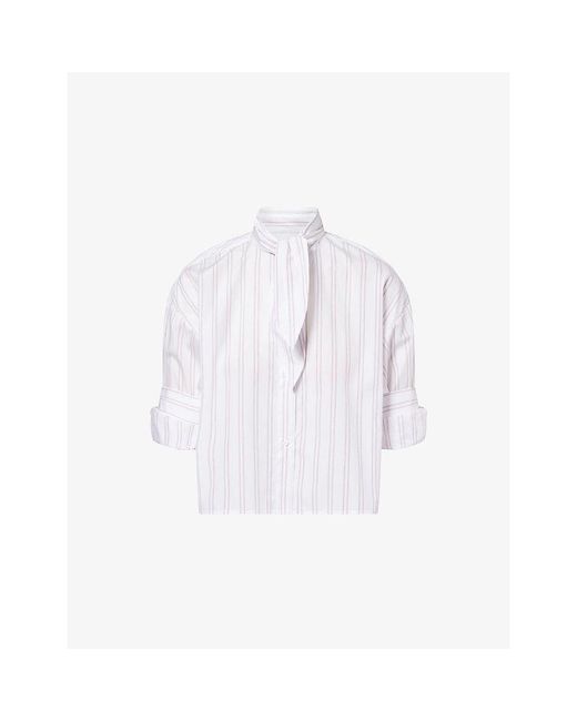 Twp White Tie One On Pinstripe Cotton Shirt