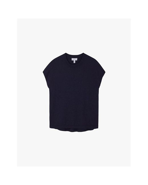 The White Company Blue Round-Neck Short-Sleeve Cotton-Blend T-Shirt