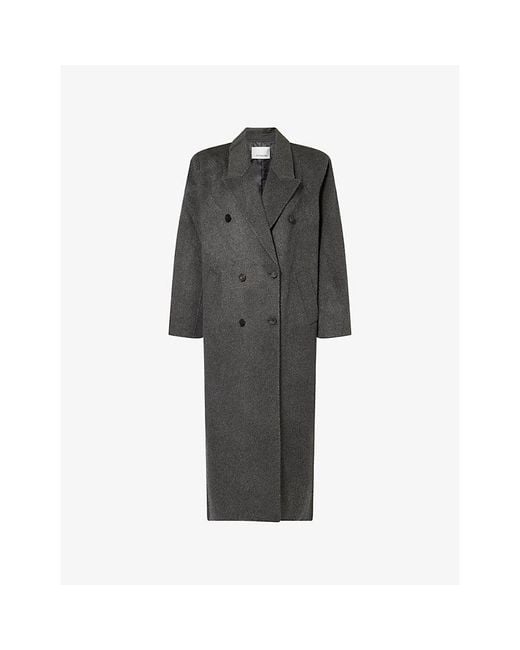 Frankie Shop Gray Gaia Double-Breasted Wool-Blend Coat