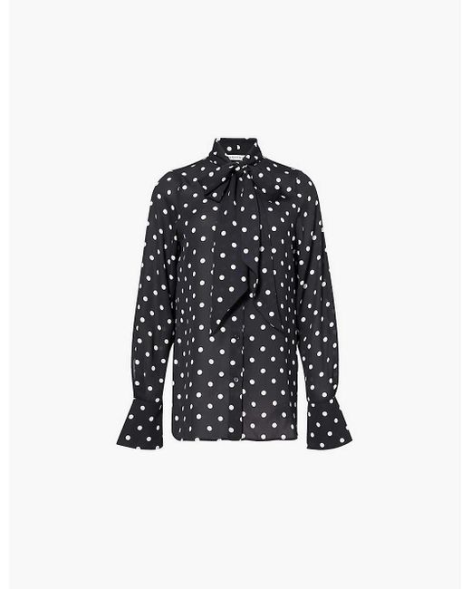 Nina Ricci Black Polka Dot Recycled Polyester-blend Woven Blouse