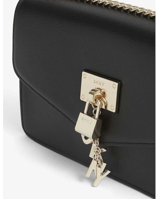 DKNY Elissa Small Leather Shoulder Bag in Black/Gold (Black) Lyst