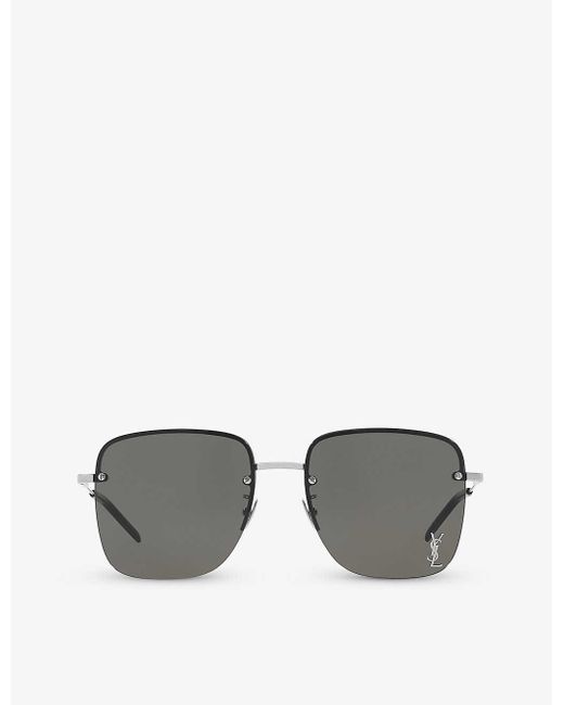 Saint Laurent Gray Sl312 M Square-frame Metal Sunglasses