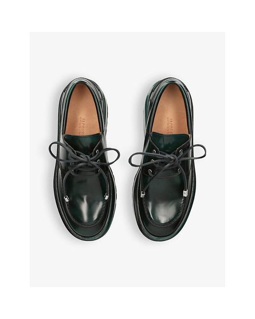 Jacquemus Black Les Bateau Pavane Notched-sole Leather Platform Boat Shoes for men