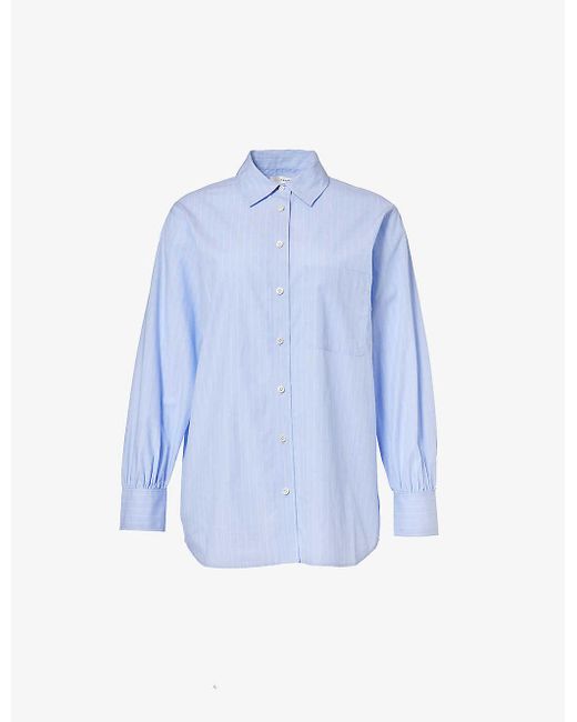 FRAME Blue Patch-pocket Cotton-poplin Shirt