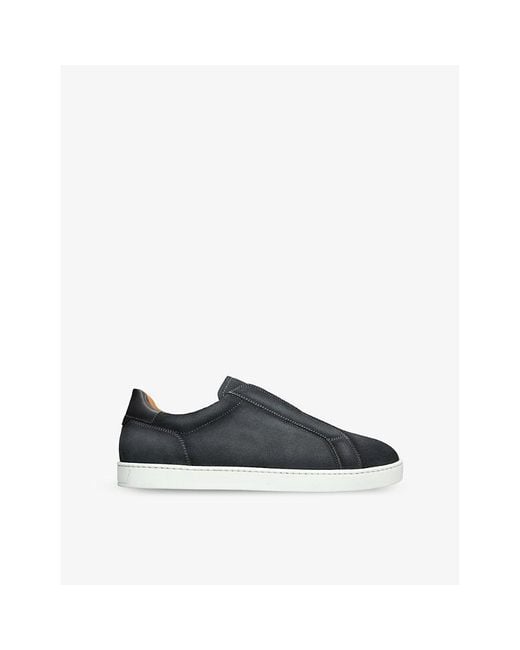 Magnanni Shoes Black Cowes Laceless Suede Low-Top Trainers for men