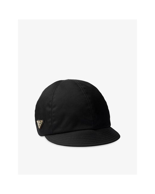 Prada Black Logo-Plaque Re-Nylon Woven Baseball Cap