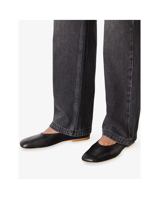 Whistles Black Clean Leather Ballet Flats