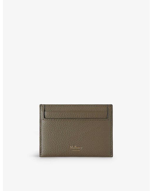 Mulberry Gray Continental Brand-debossed Leather Card Holder