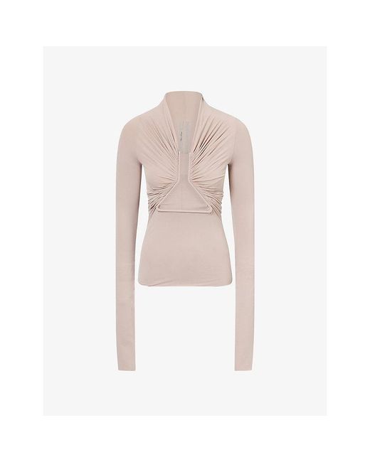 Rick Owens Pink Prong Cut-Out Stretch-Jersey Top