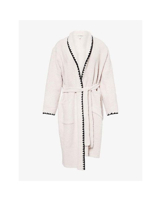 Barefoot Dreams White Cozychic Blanket Stitch Robe
