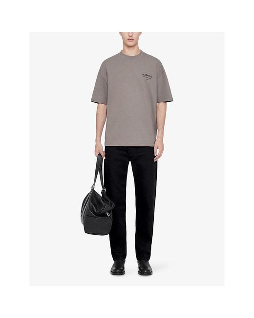 AllSaints Gray Xander Logo-Embossed Short-Sleeve Cotton T-Shirt for men